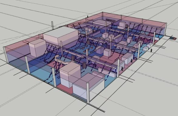 工場 空調ゾーニング 3Dモデル